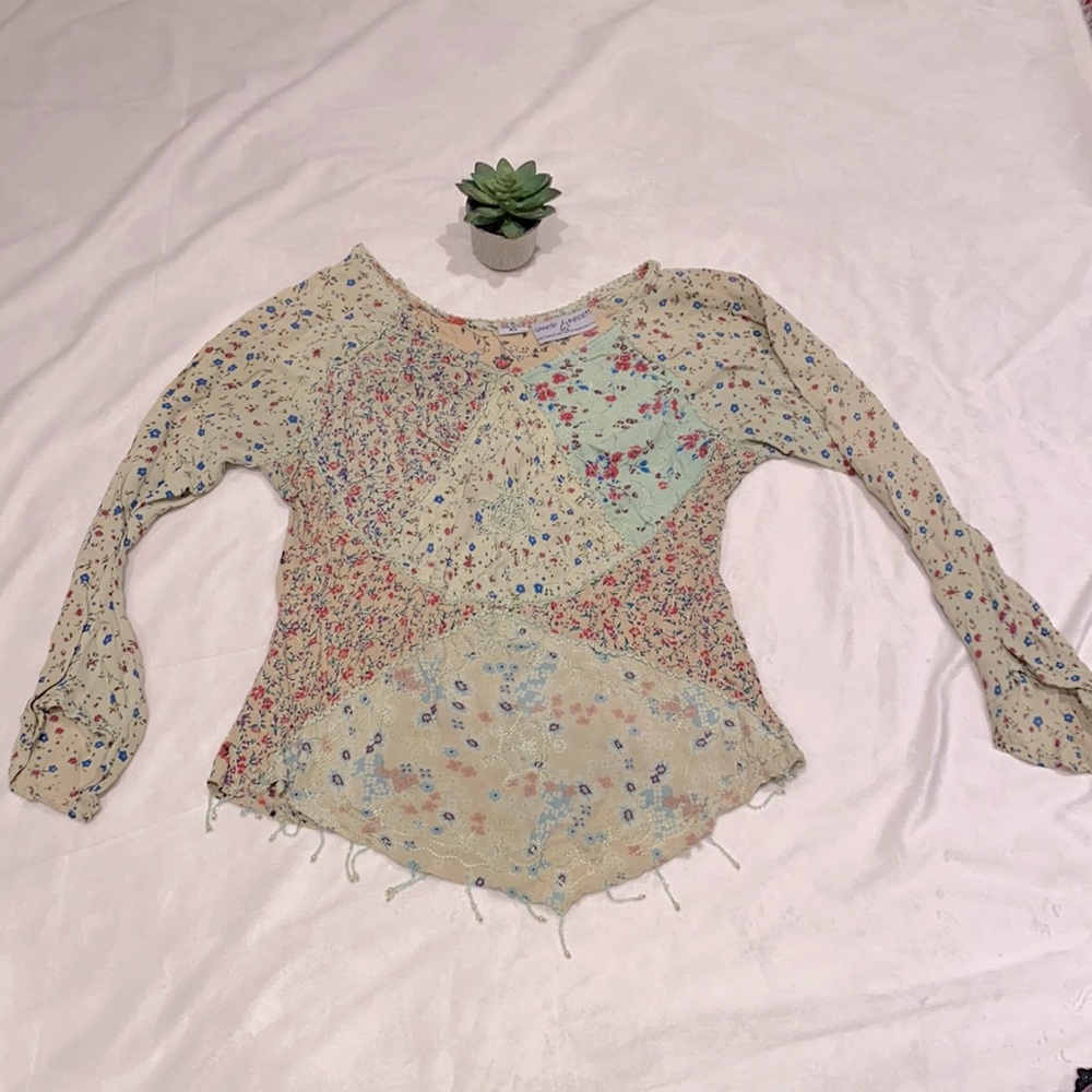 Funky Patchwork Beaded Blouse - image 1